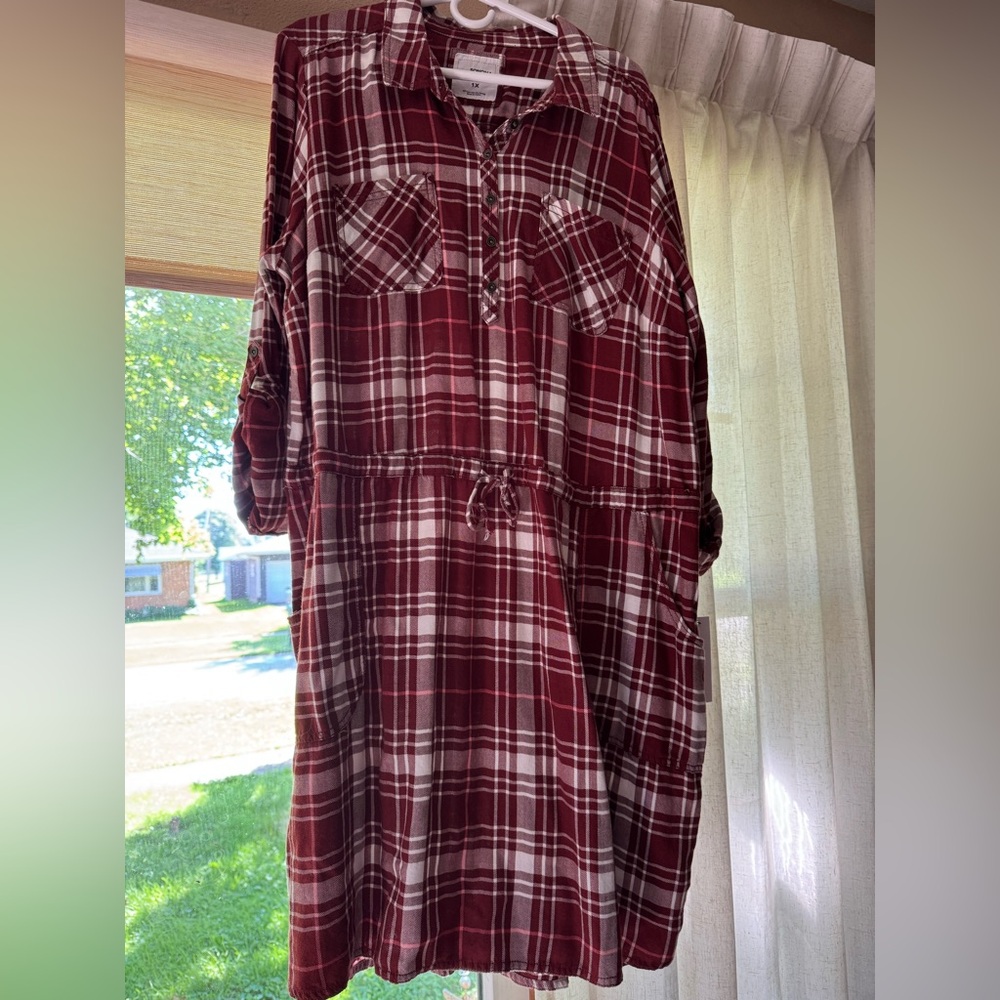 Sonoma Burgundy Plaid Dress